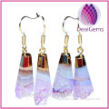 Wholesale high quality fashion handmade natural amethyst hexagonal columns gemstone earrings